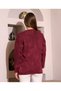 Stone Embroidered Washable Long Sleeve Crew Neck Burgundy Knitwear Sweater Comfortable Fit Casual Stylish Women's Blouse - 7