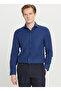 Tailored Fit Italian Collar Navy Blue Men's Shirt Ace020261606_Lac