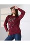 Ribbon Stone Detailed Washable Long Sleeve Crew Neck Stylish Comfortable Casual Women's Burgundy Knitwear Sweater - 3