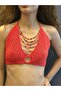Hand Knitted Women's Bustier Crop with Beaded Necklace - 4