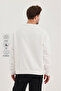 Men's Crew Neck Casual Ecru Sweatshirt - 4