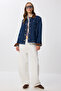 Velvet Collar Denim Jacket Lrw0003 Dark Blue - 2