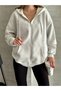 Women's Oversize Zippered & Hooded Sweatshirt - 5