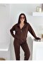 Stand-Up Collar Tracksuit Set with Modal Fabric Pockets - Wm2561 - with Ruffle Detail on the Skirt - 2
