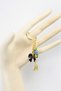 Gold Colored Blue Evil Eye Beaded Cluster Ribbon Keychain, New Bag Ornament - 4