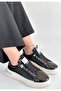 Hley Black Patent Leather Parachute Detailed Lace-Up Sneakers
