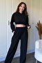 Striped Glitter Sweatshirt Black Set - 3