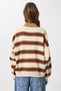 Polo Neck Striped Knitwear Sweater Lmw0024 Cream Brown - 6