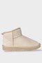 Mini Suede Fur Lined Low Heel Ankle Short Women's Boots Beige - 4