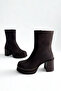 Brown Nubuck Thick Heeled Women's Boots P8023 - 5