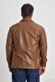 Premium Men's Comfortable Fit Brown Sports Leather Jacket with Fleece Inside Ls-58543 - 8