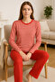Women's Pajama Set 100% Cotton Orange Striped
