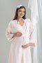 Women's Powder V-Neck Nursing-Friendly 2-Piece Maternity Nightgown Set