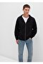 Hooded Zip-Up Loose Fit Basic Sweatshirt