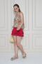 Women's Red Green Chiffon Elastic Waist Sleeveless Balloon Blouse 3748231 - 4