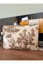 Handmade Toile De Jouy Patterned Tablet Bag 11Inch Casual Strapless Women's Handbag