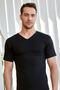 Tutku-Men's Black V-Neck Half Sleeve Undershirt - 3