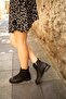 8380 Genuine Leather Low Heel Zippered Boots with Buckle and Latex Detail - 3
