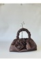 Brown Satin Portfolio Evening Dress Handbag - 8