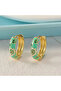 Gold Color Women's White Enamel Flower Patterned Handmade Earrings - 3