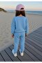 Light Blue Girl's Ribbon Detailed Top and Bottom Set - 2
