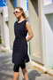 Black Semi-Closed Hijab Swimsuit with Hidden Zipper, Belt, Water Repellent H2508 - 4