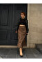 Premium Nubuck Leopard Patterned Long Maxi Skirt - 2