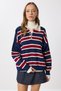 Polo Neck Striped Knitwear Sweater Lmw0024 Dark Blue Bordo - 3