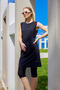 Black Semi-Closed Hijab Swimsuit with Hidden Zipper, Belt, Water Repellent H2508