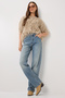 Straight Leg Mid Waist Striped Jeans Lut0021 Medium Blue - 4