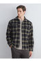Esvab • Modern & Distinctive Standard Fit Wool Blend Checkered Embroidered Men's Shirt Jacket - 2