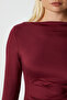 Women's Most Polyamide Asymmetrical Burgundy Long Sleeve Blouse - 5