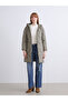 Khaki Hooded Quilted Women's Puffer Coat - 2