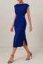 Women's Boat Neck Slit Midi Length Imported Crepe Fabric Dress - 4