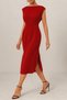 Women's Boat Neck Slit Midi Length Imported Crepe Fabric Dress - 4