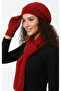 Women's Winter Knitted Beanie, Scarf and Gloves Set - 3