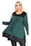 Leather Skirt Star Stone Embroidered Round Neck Long Sleeve Tunic - 5
