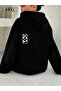 Unisex Oversize Hoodie Black – No:001 Minimal Logo, Relax Fit - 4