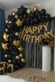 Gold Happy Birthday Foil Balloon Set Black Gold Birthday Party Decorations