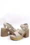 Women's Cream Orthopedic Insole Platform Heel Sandals - 3