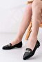 Women's Lorena Black Pointed Toe Chain Buckle Casual Ballerinas - 3