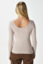 Women's Heat Lux Touch U Neck Beige Long Sleeve Soft Blouse - 7