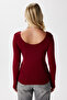 Women's Heat Lux Touch U Neck Burgundy Long Sleeve Soft Blouse - 5