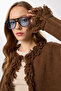 Fringed Knitwear Cardigan Lki̇0040 Brown - 4