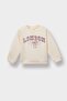 E8919 Beige Baby Girl Crew Neck Printed Sweatshirt
