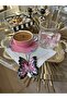 1 منديل تقديم قهوة مطرز بفراشة وردية - 3