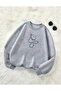 Unisex Trend Oversize Sweatshirt with Artistic Clock Print Design