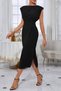 Women's Boat Neck Slit Midi Dress - 3