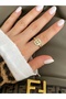 Square Baguette Zircon Stone Bottom Adjustable Women's Ring - 5