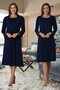 Effort Navy Blue Midi Lace Maternity Nightgown Dressing Gown Set